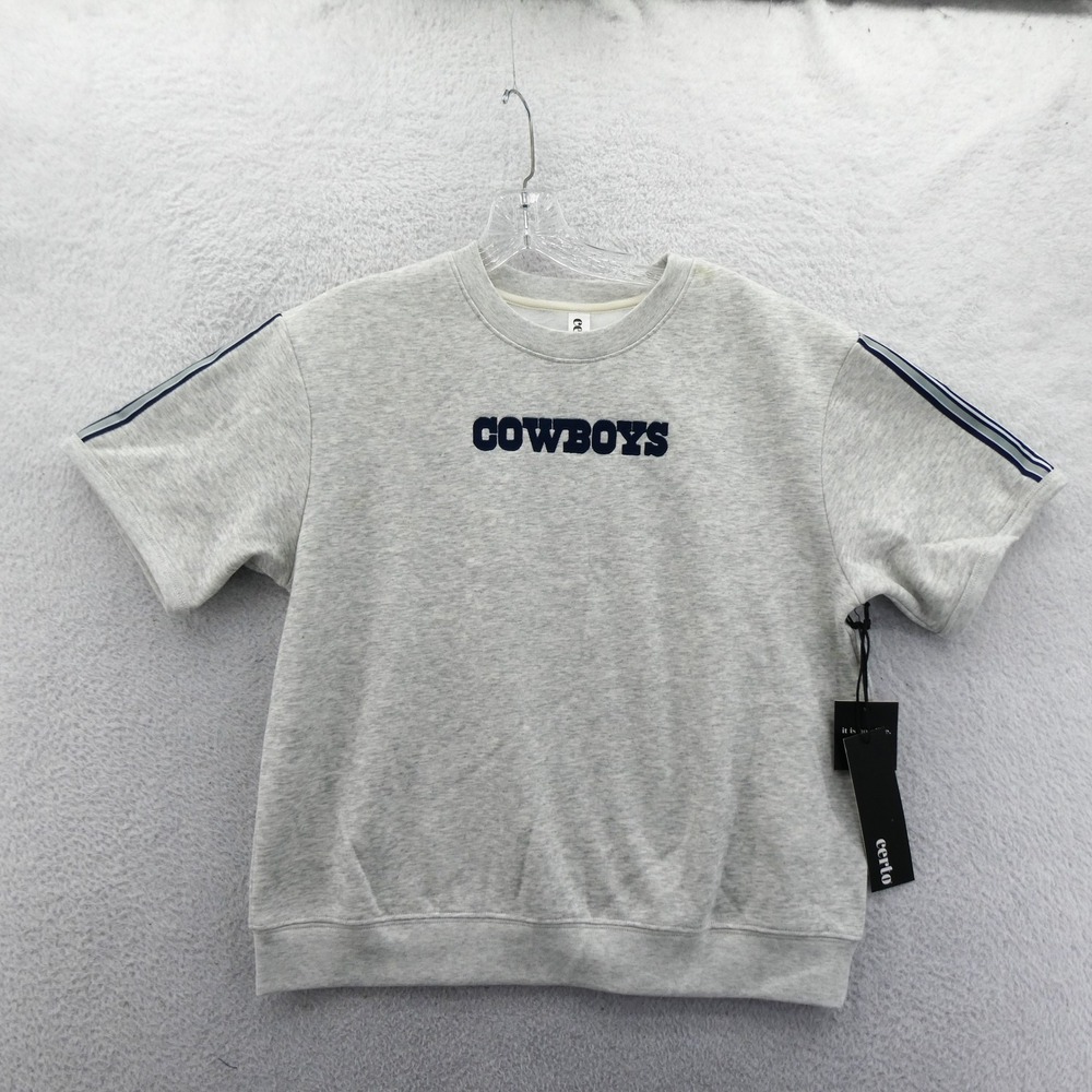 Certo Sweatshirt Women Medium Dallas Cowboys Gray Short Sleeve Stripe Athleisure
